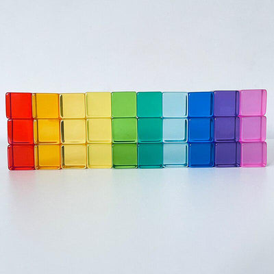 Fidtoy Clear Color Building Cubes – Transparent Acrylic Stacking Blocks for Kids Learning Play
