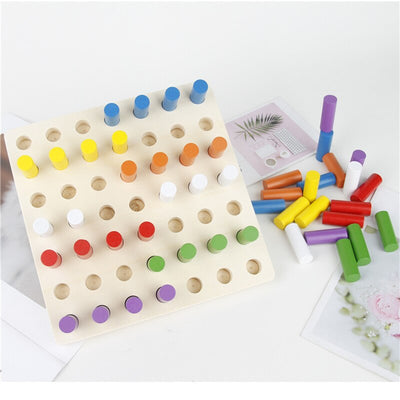 Juguete educativo de madera Montessori con tablero de clavijas