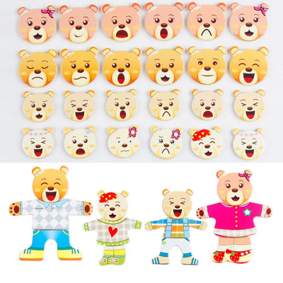 Rompecabezas de madera Montessori con animales para niños - Juguete educativo para bebés y niños