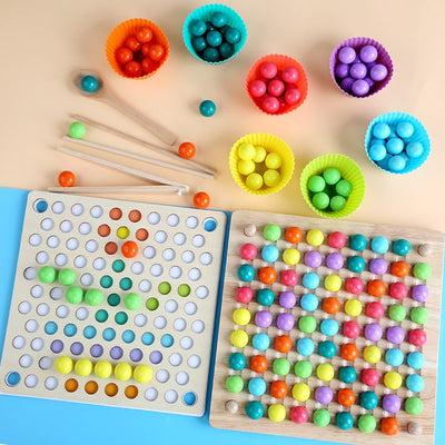 Jouet Montessori en bois avec perles à clipser – Ensemble d'entraînement à la motricité fine et à la coordination œil-main pour les tout-petits de 3 à 6 ans