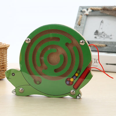 Fidtoy Jouet labyrinthe magnétique en bois pour tout-petits – Puzzle éducatif Montessori STEM pour la coordination œil-main, la motricité fine et l'apprentissage précoce (6-24 mois)