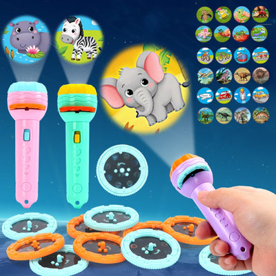 Fidtoy Projecteur d'histoires pour enfants – Lampe de projection d'histoires pour le coucher avec 10 disques d'histoires