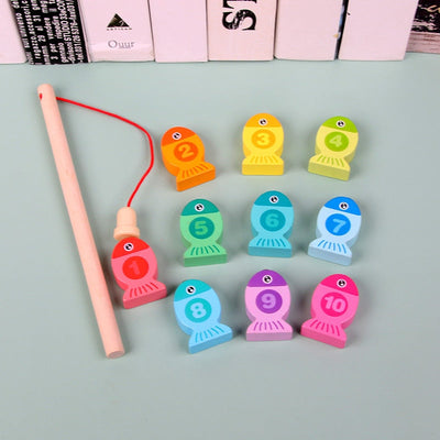 Juguetes educativos de madera Montessori: Juego de pesca con números y alfabeto para tablero