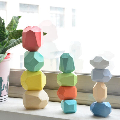 Fidtoy Wooden Stacking Polyhedron Blocks – Montessori Educational Toy for Kids 3+