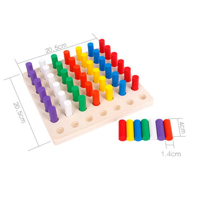 Juguete educativo de madera Montessori con tablero de clavijas