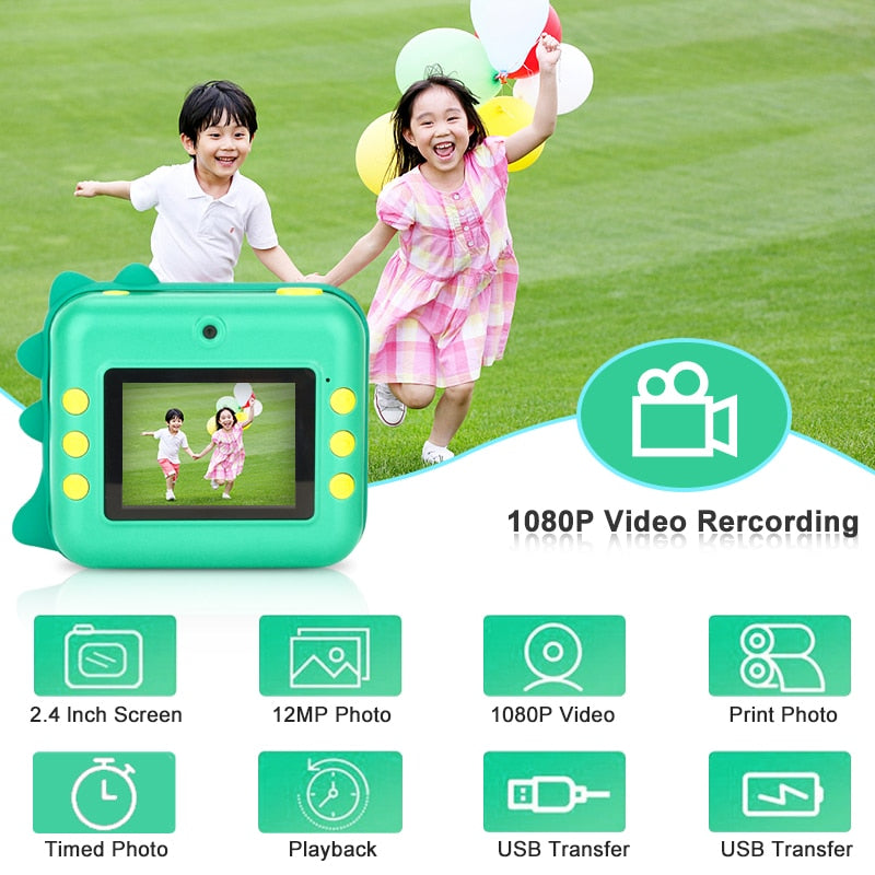 Cámara de impresión instantánea Fidtoy para niños – Cámara de fotos para niños pequeños con impresión térmica y coloreado creativo