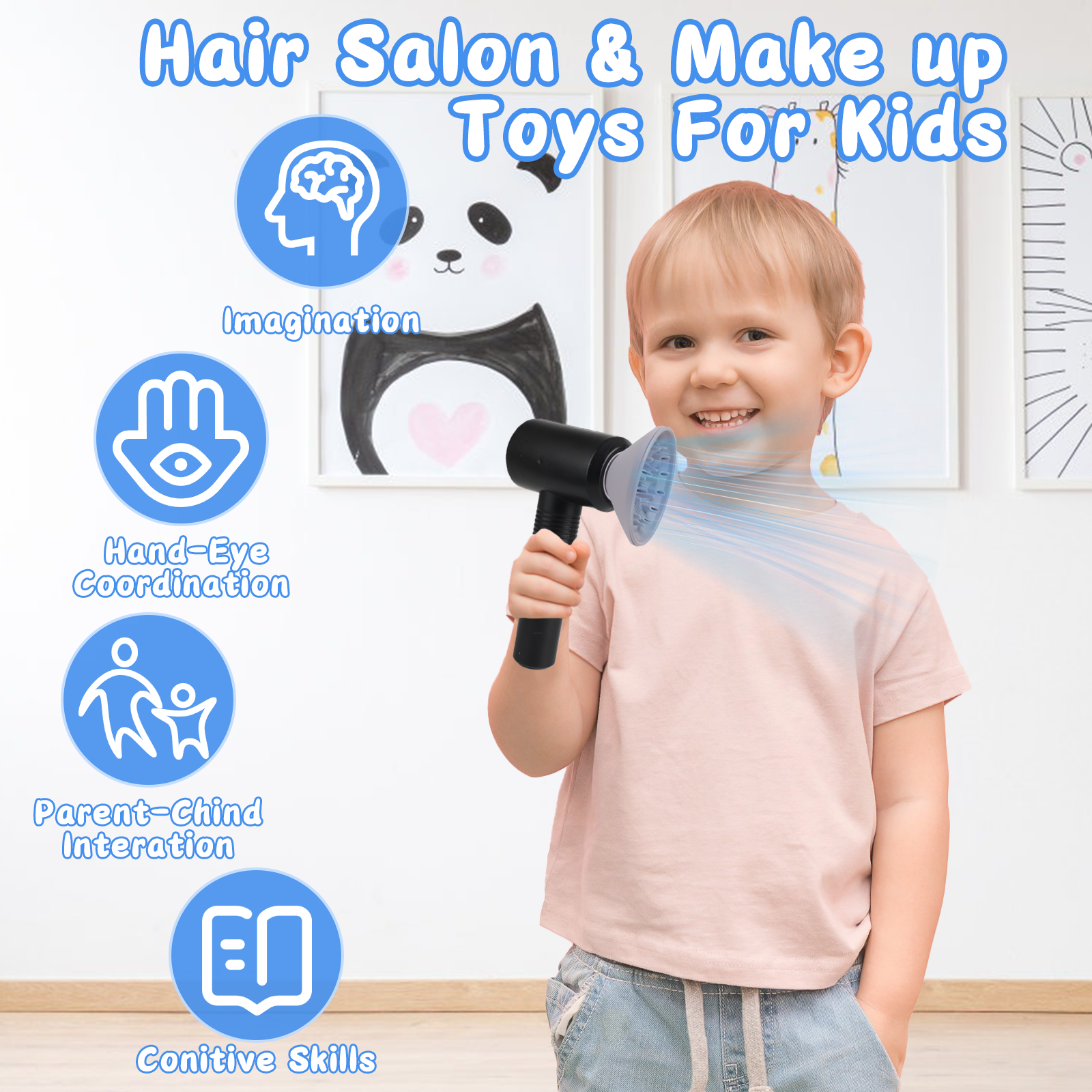 Set de peluquería de 37 piezas para niños, juego de rol de peluquero con secador de pelo, cortapelos eléctrico, maquinillas de afeitar y accesorios de juguete