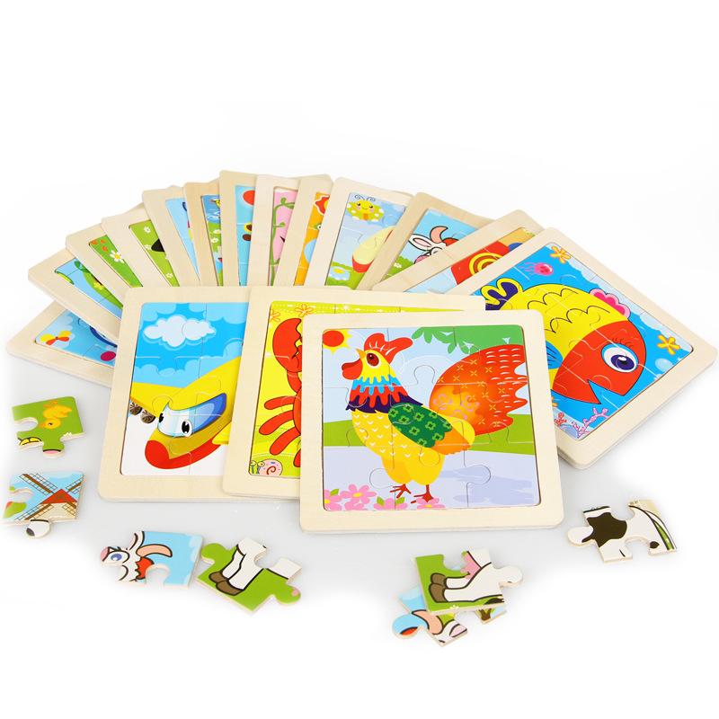 Fidtoy Wooden Puzzle Set for Toddlers – 10 Pack Montessori Animal & Vehicle Learning Puzzles