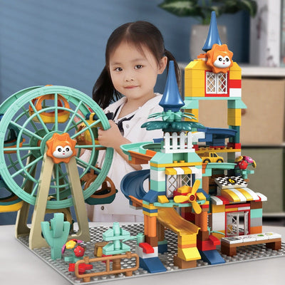 Juego de bloques de construcción Fidtoy Car Run – Pista de canicas Juguete de construcción STEM para niños