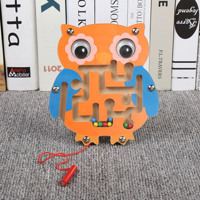 Fidtoy Jouet labyrinthe magnétique en bois pour tout-petits – Puzzle éducatif Montessori STEM pour la coordination œil-main, la motricité fine et l'apprentissage précoce (6-24 mois)