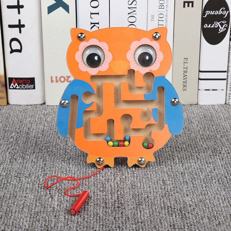 Fidtoy Jouet labyrinthe magnétique en bois pour tout-petits – Puzzle éducatif Montessori STEM pour la coordination œil-main, la motricité fine et l'apprentissage précoce (6-24 mois)