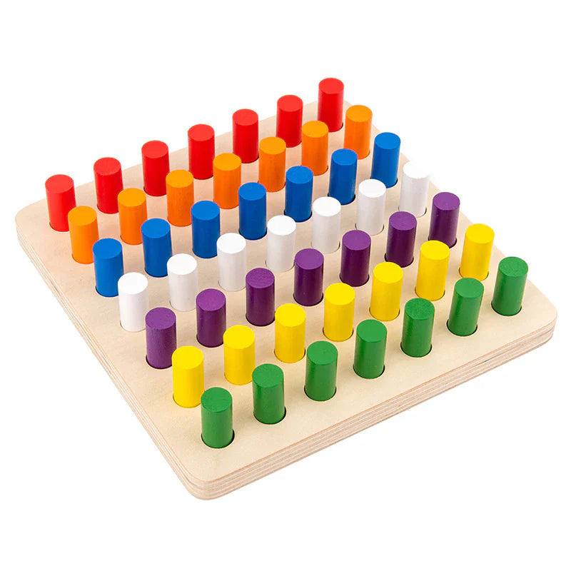 Juguete educativo de madera Montessori con tablero de clavijas