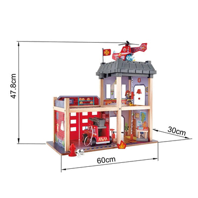 Fidtoy Caserne de Pompiers en Bois pour Enfants avec Lumières et Sons