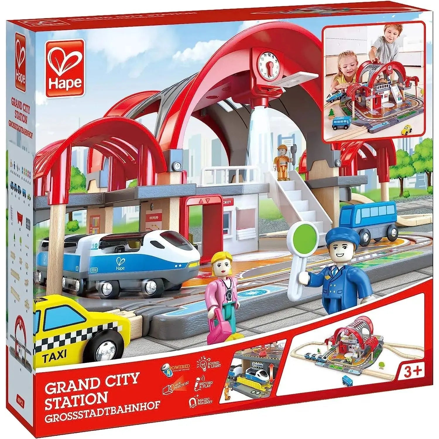 Fidtoy Wooden Railway Station Playset with Train Tracks Toy