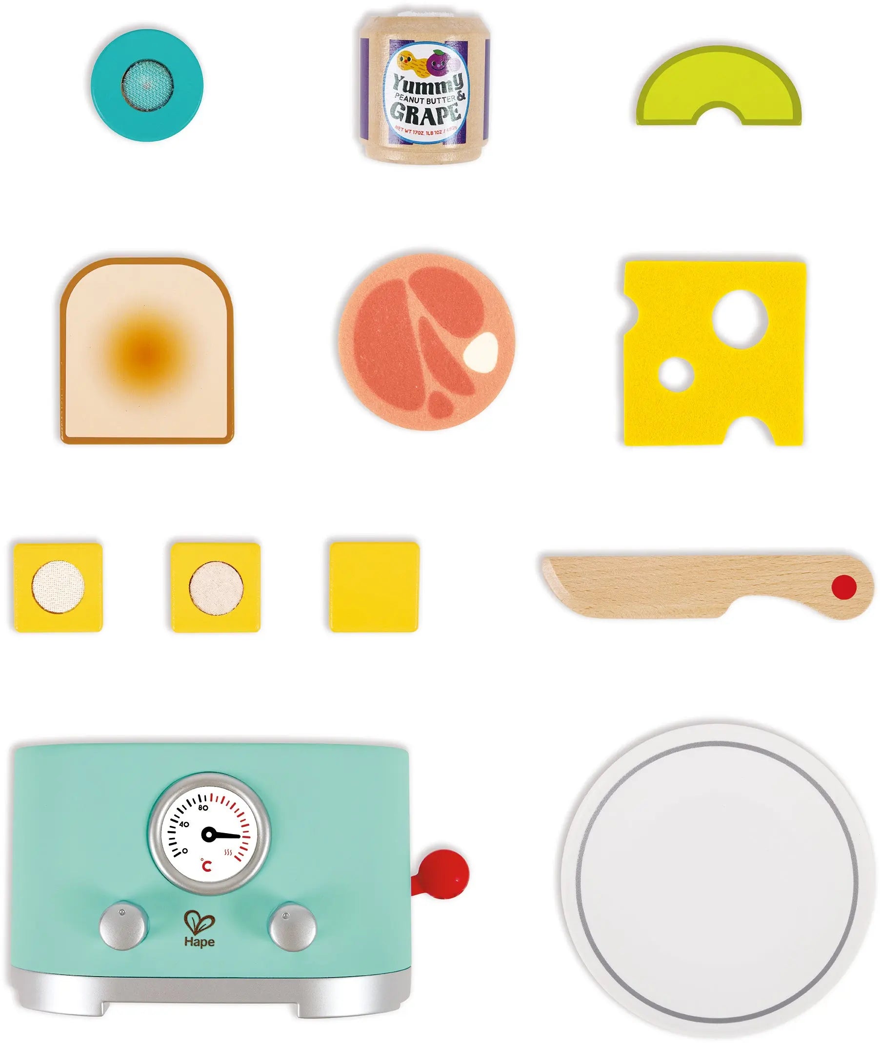Fidtoy Wooden Toaster Toy Set Kids Pretend Kitchen Play Food