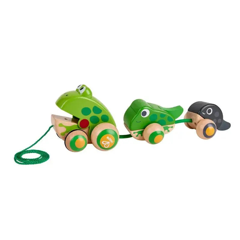 Fidtoy Wooden Frog Pull Along Toy for Toddlers 12M+