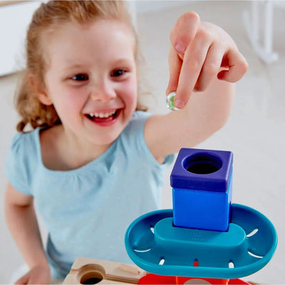 Fidtoy Pista de canicas de madera, Set de construcción, Juguete STEM