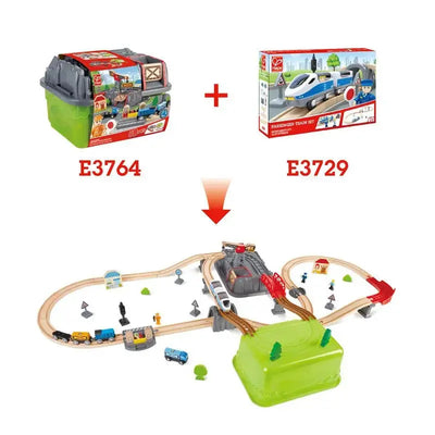 Fidtoy Wooden Railway Bucket Builder Train Set 50 Piece Toy