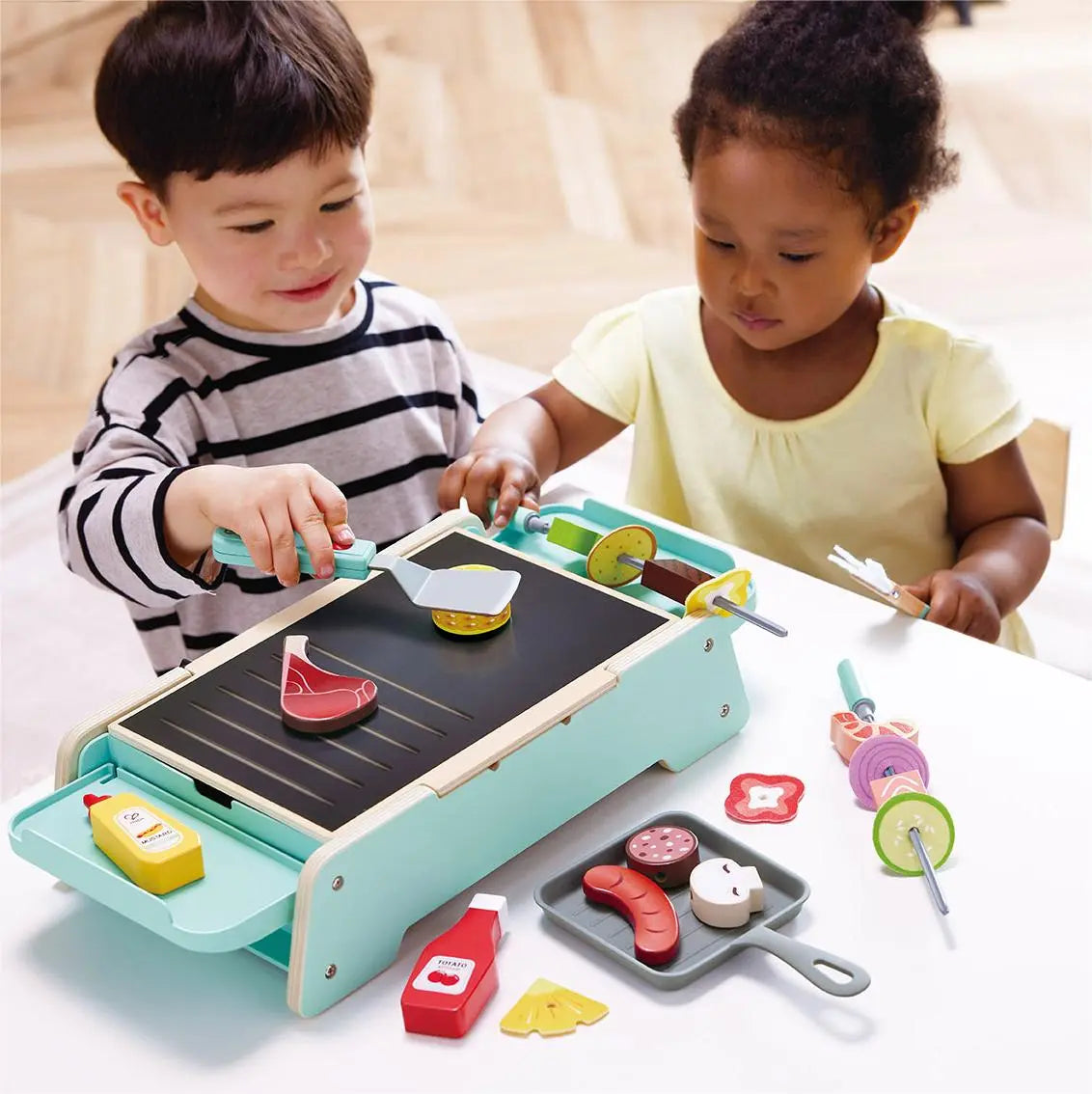 Juego de cocina de juguete Fidtoy Pretend Play BBQ Grill con efectos de sonido