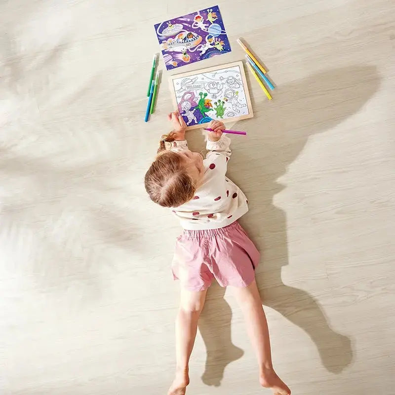 Fidtoy Space Adventure Puzzle y Juego de Colorear de 48 Piezas para Niños