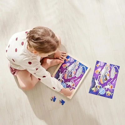 Fidtoy Space Adventure Puzzle y Juego de Colorear de 48 Piezas para Niños