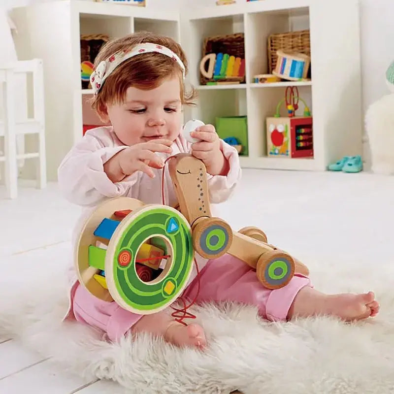 Fidtoy Wooden Snail Pull Toy Shape Sorter Toddler Learning Toy