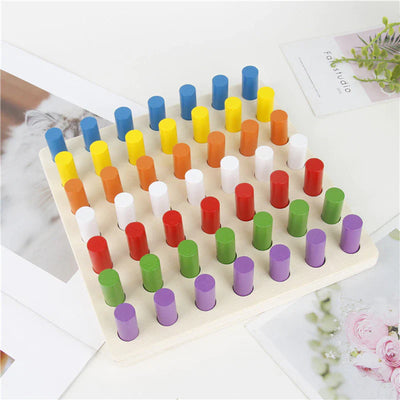 Juguete educativo de madera Montessori con tablero de clavijas