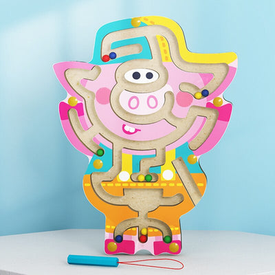 Fidtoy Jouet labyrinthe magnétique en bois pour tout-petits – Puzzle éducatif Montessori STEM pour la coordination œil-main, la motricité fine et l'apprentissage précoce (6-24 mois)