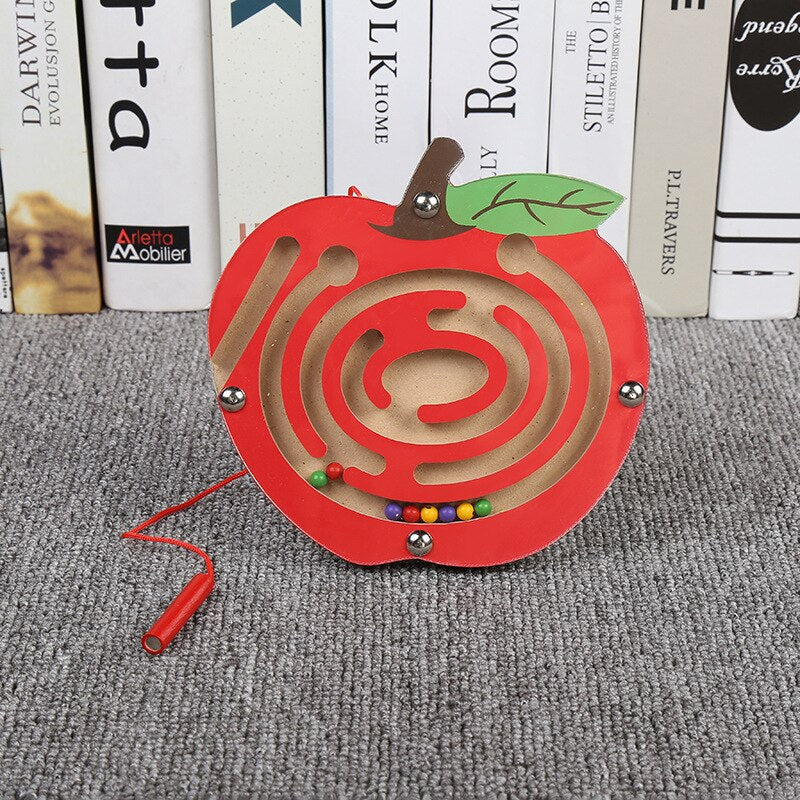 Fidtoy Jouet labyrinthe magnétique en bois pour tout-petits – Puzzle éducatif Montessori STEM pour la coordination œil-main, la motricité fine et l'apprentissage précoce (6-24 mois)