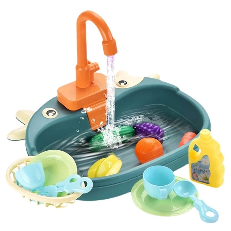 Évier de cuisine Fidtoy pour enfants avec eau courante – Jouet d'imitation pour tout-petits
