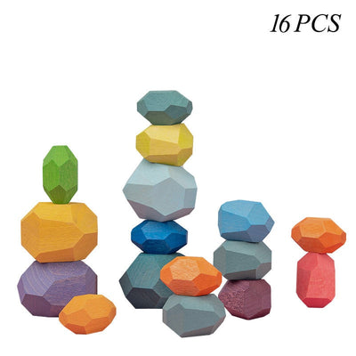 Fidtoy Wooden Stacking Polyhedron Blocks – Montessori Educational Toy for Kids 3+