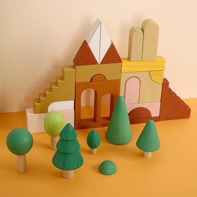 Jouet de construction en blocs de bois "Appartements Waldorf" à jeu libre