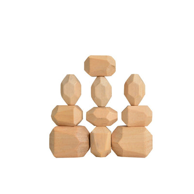 Fidtoy Wooden Stacking Polyhedron Blocks – Montessori Educational Toy for Kids 3+