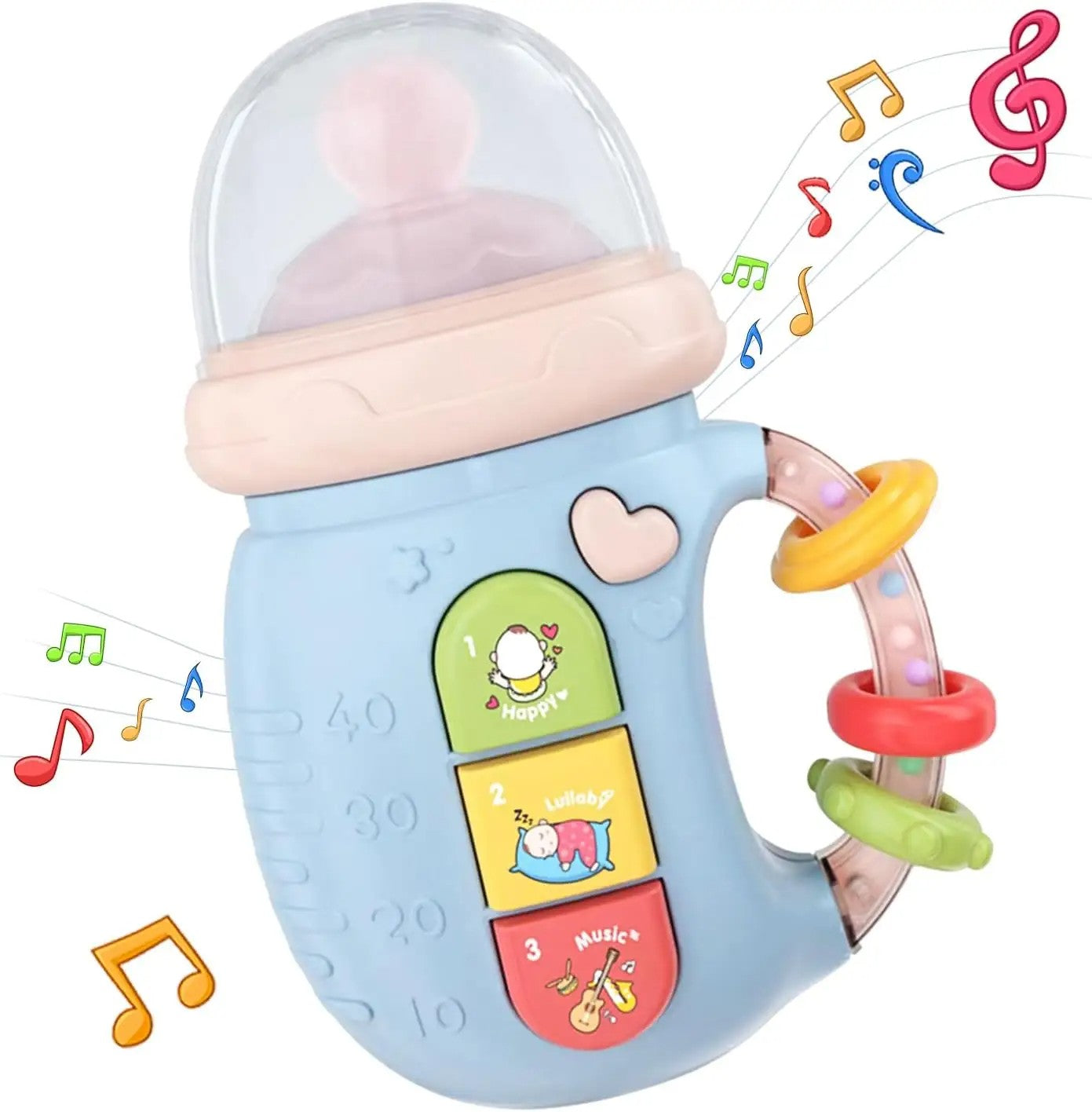 Fidtoy Biberon Musical Lumineux et Anneau de Dentition en Silicone pour Bébé