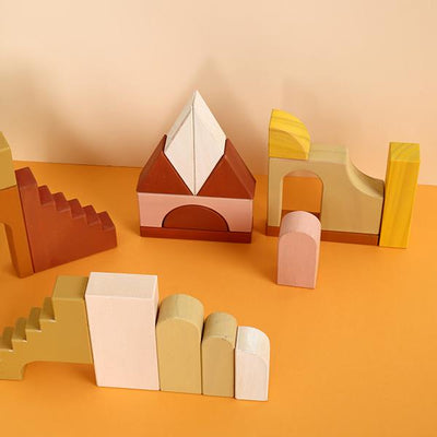 Jouet de construction en blocs de bois "Appartements Waldorf" à jeu libre