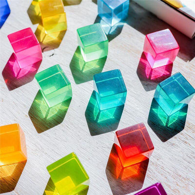 Fidtoy Clear Color Building Cubes – Transparent Acrylic Stacking Blocks for Kids Learning Play