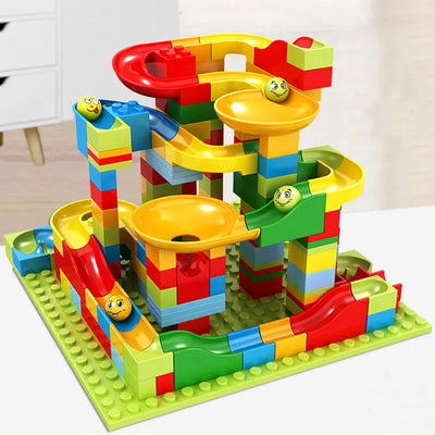 Fidtoy Slideway Building Blocks 206 PCS – Marble Run Construction Toy for Kids 6+