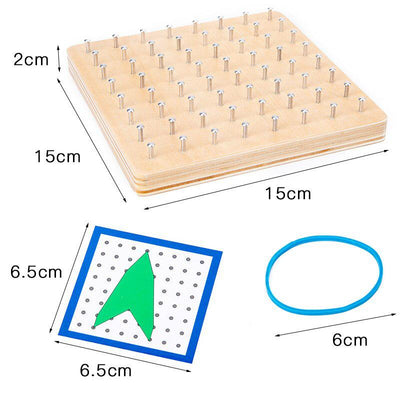 Fidtoy Wooden Geoboard Shapes Game – Kids Math & Geometry Learning Toy with Rubber Bands