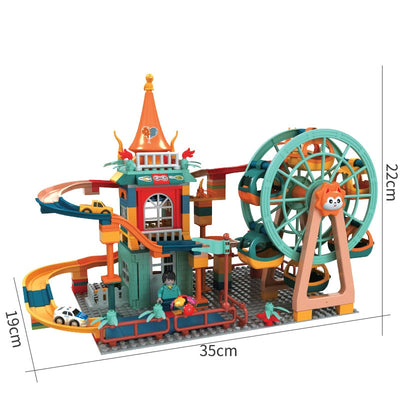 Juego de bloques de construcción Fidtoy Car Run – Pista de canicas Juguete de construcción STEM para niños