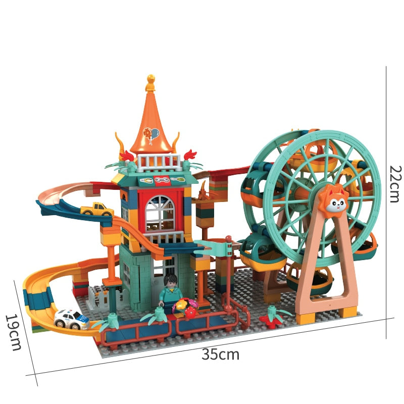 Juego de bloques de construcción Fidtoy Car Run – Pista de canicas Juguete de construcción STEM para niños