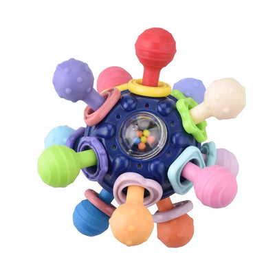 Hochet de dentition sensoriel Fidtoy pour bébé – Jouet sensoriel Montessori en silicone pour bébés de 0 à 12 mois
