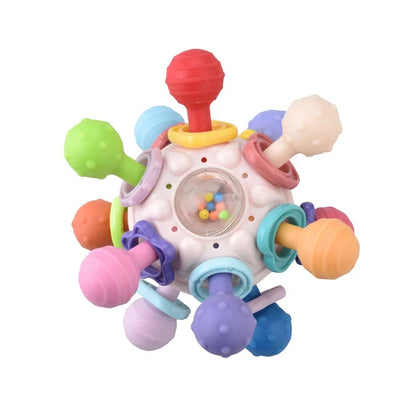 Hochet de dentition sensoriel Fidtoy pour bébé – Jouet sensoriel Montessori en silicone pour bébés de 0 à 12 mois