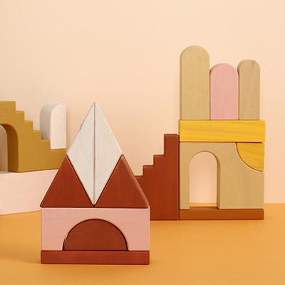 Jouet de construction en blocs de bois "Appartements Waldorf" à jeu libre