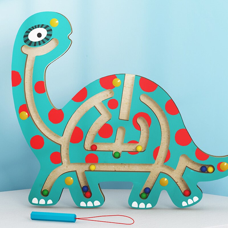 Fidtoy Jouet labyrinthe magnétique en bois pour tout-petits – Puzzle éducatif Montessori STEM pour la coordination œil-main, la motricité fine et l'apprentissage précoce (6-24 mois)