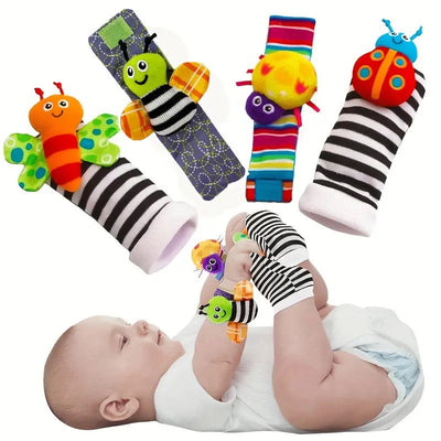 Fidtoy Hochet pour poignet et pied de bébé – Chaussettes et hochets de poignet sensoriels pour nouveau-né de 0 à 12 mois