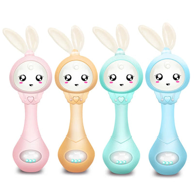 Fidtoy Musical Baby Rattle Teether Toy – Light Up Sensory Rattle with 6 Melodies, Colorful Beads, Teething Design, and Hand-Grip Play