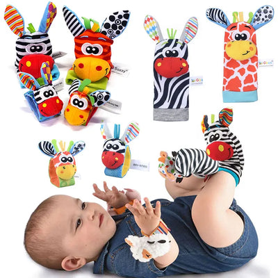 Fidtoy Hochet pour poignet et pied de bébé – Chaussettes et hochets de poignet sensoriels pour nouveau-né de 0 à 12 mois