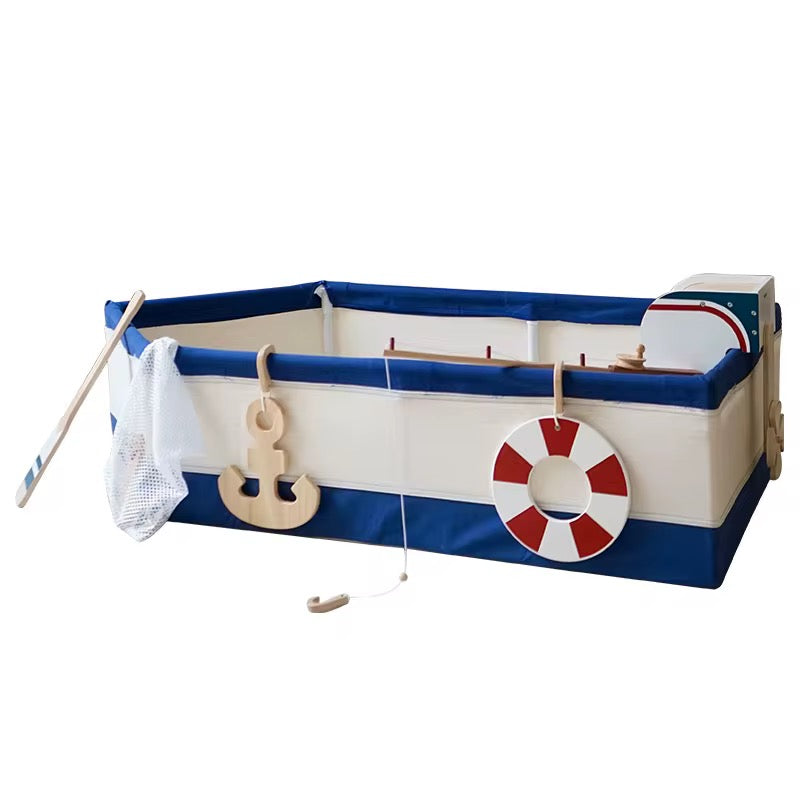 Juego de simulación de barco de pesca de madera para niños – Juguete Montessori de aventura oceánica con caña, peces y accesorios | Juguetes Eduspark