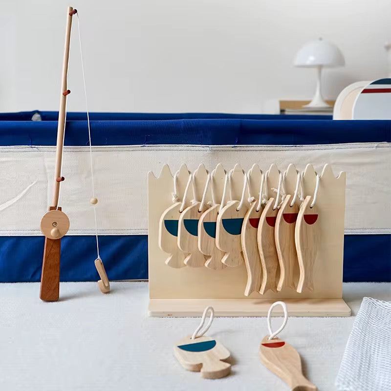 Juego de simulación de barco de pesca de madera para niños – Juguete Montessori de aventura oceánica con caña, peces y accesorios | Juguetes Eduspark
