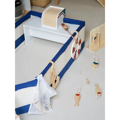 Juego de simulación de barco de pesca de madera para niños – Juguete Montessori de aventura oceánica con caña, peces y accesorios | Juguetes Eduspark
